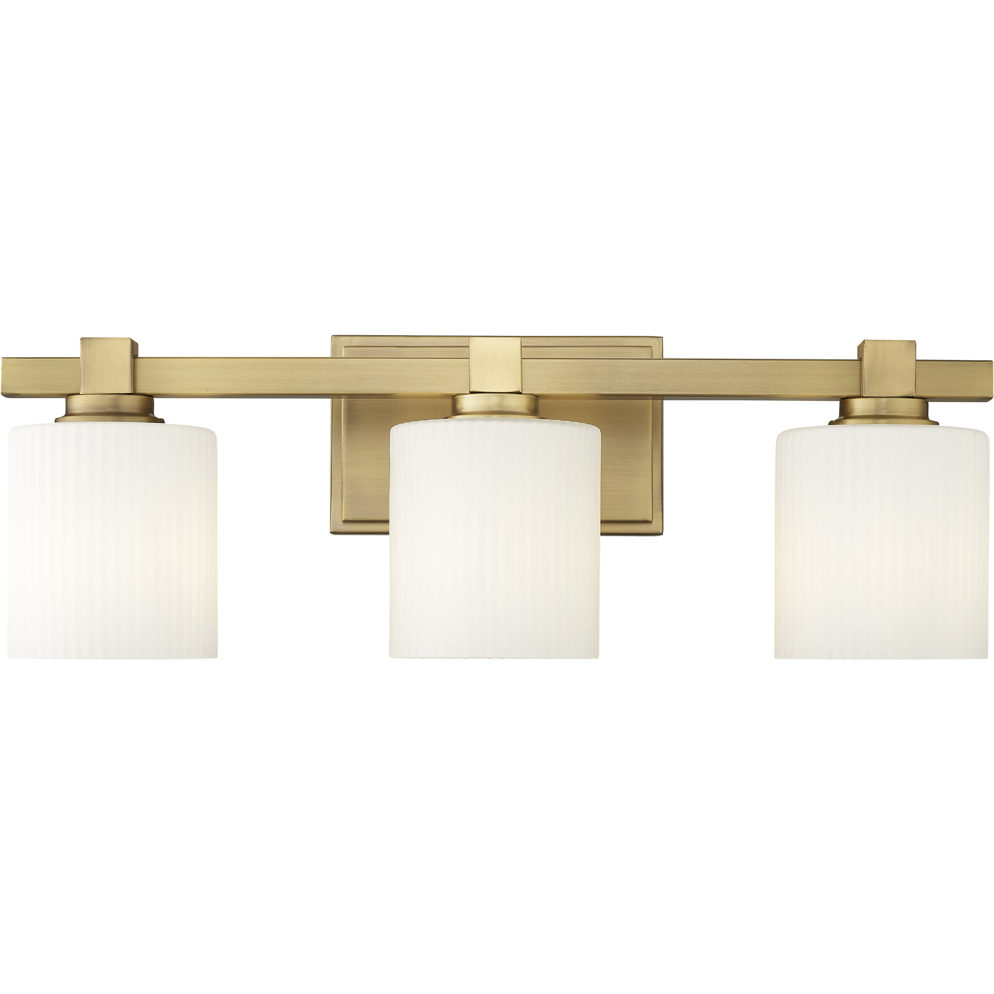 None 3 Light 22 inch Vintage Brass Bathroom Vanity Light Wall Light